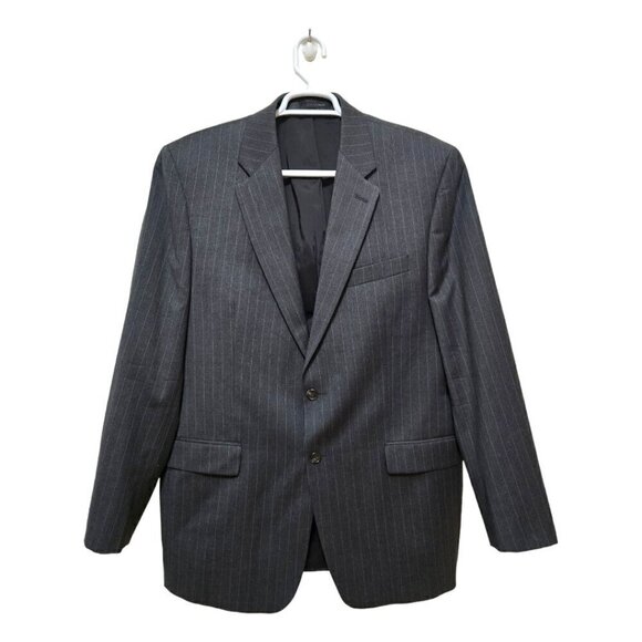 Ralph Lauren Gray Wool Pinstripe Single Breasted Blazer Sz 44L - Picture 1 of 11